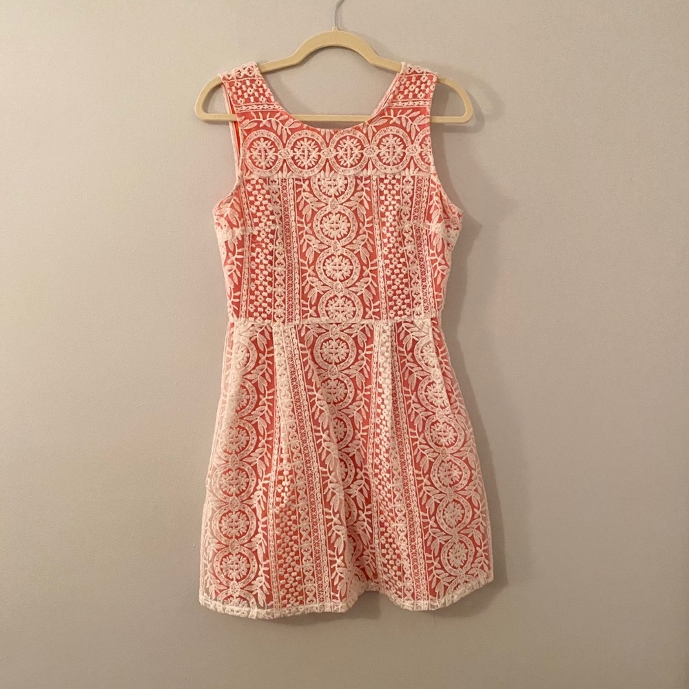 Altar’d State Coral Lace Dress M